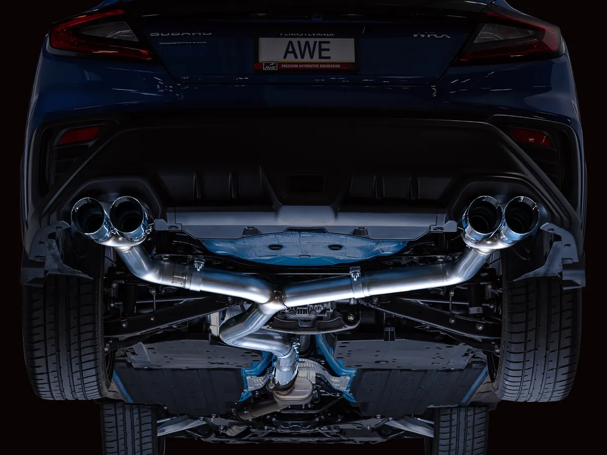 AWE Track Edition Axleback Exhaust for VB Subaru WRX - Diamond Black Tips 3020-43424 product image