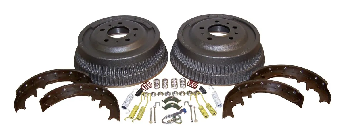 1984-1989 Cherokee XJ w/ Dana 35 Rear Axle; w/ 10in Drums; Kit includes: 2 drums 1 shoe set and all necessary hardware. 1986-1989 Comanche MJ w/ Dana 35 Rear Axle; ; Kit includes: 2 drums 1 shoe set and all necessary hardware.w/ 10in Drums 1987-1989 Wr product image