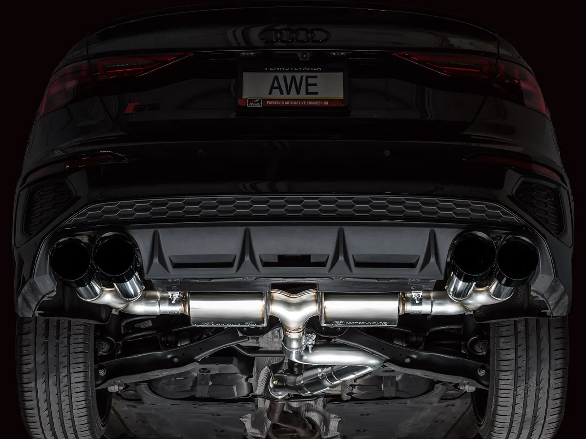 AWE Track Edition Exhaust for Audi 8Y S3 - Chrome Silver Tips product image