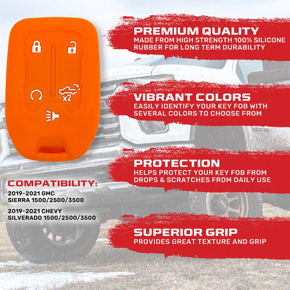 GMC & Chevy 19-21 Sierra & Silverado 1-Piece 100% Silicone Rubber Key Fob Cover - Multiple Colors product image