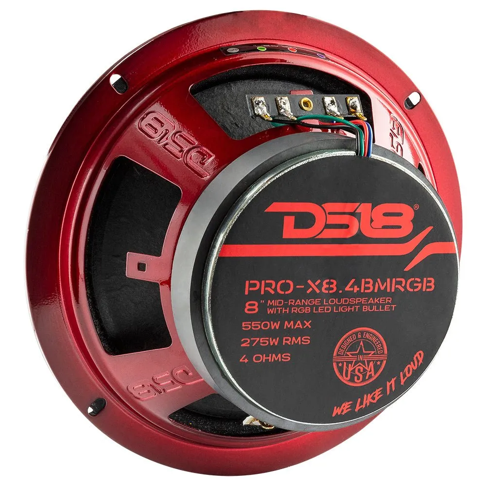 PRO-X 8" Mid-Range Loudspeaker with RGB Light Bullet 275 Watts Rms 4-Ohm product image