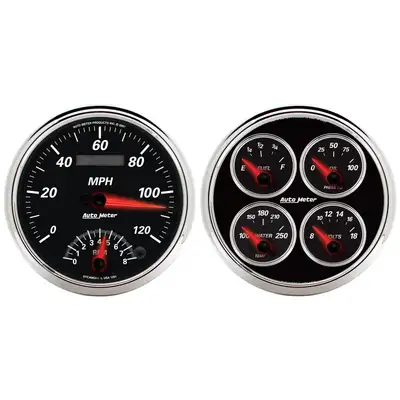 AutoMeter 2 Pc. Gauge Kit, 5 In. Quad & Speedometer, 240-33 o, Designer Black II