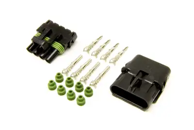 Painless Wiring 4 Circuit Male/Female Weatherpack Kit; Kit Contains [1]Male/[1]Female Connector/[8]Terminals/[8]Grommets;
