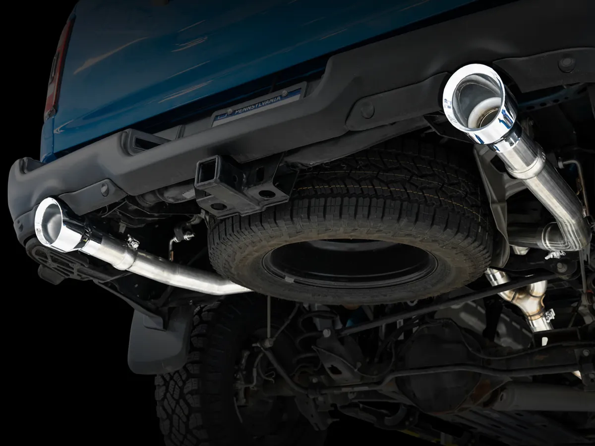 AWE 0FG Dual Rear Exit Catback Exhaust for 4th Gen RAM 1500 5.7L with bumper cutouts - Chrome Silver Tips product image