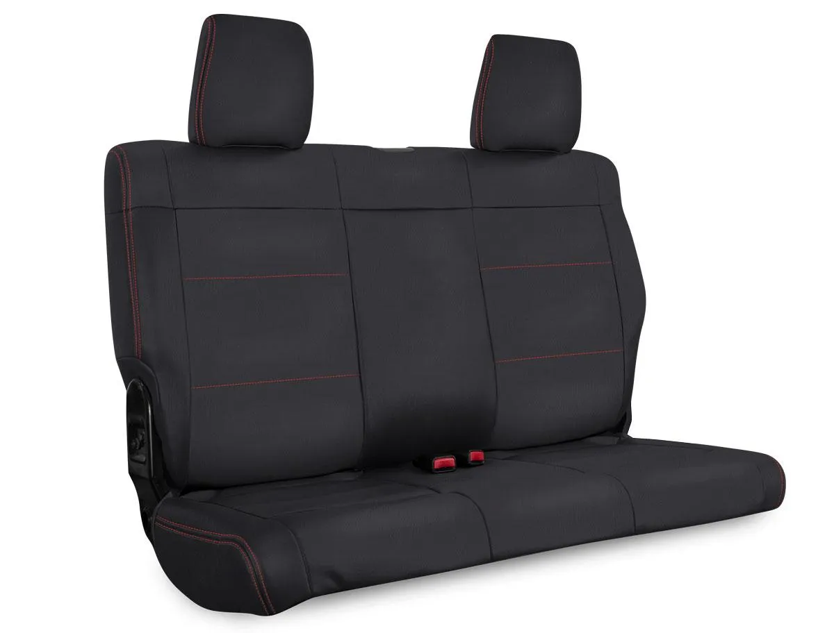Rear Seat Cover for 13-18 Jeep Wrangler JKU 4 Door Black with Red Stitching PRP Seats product image