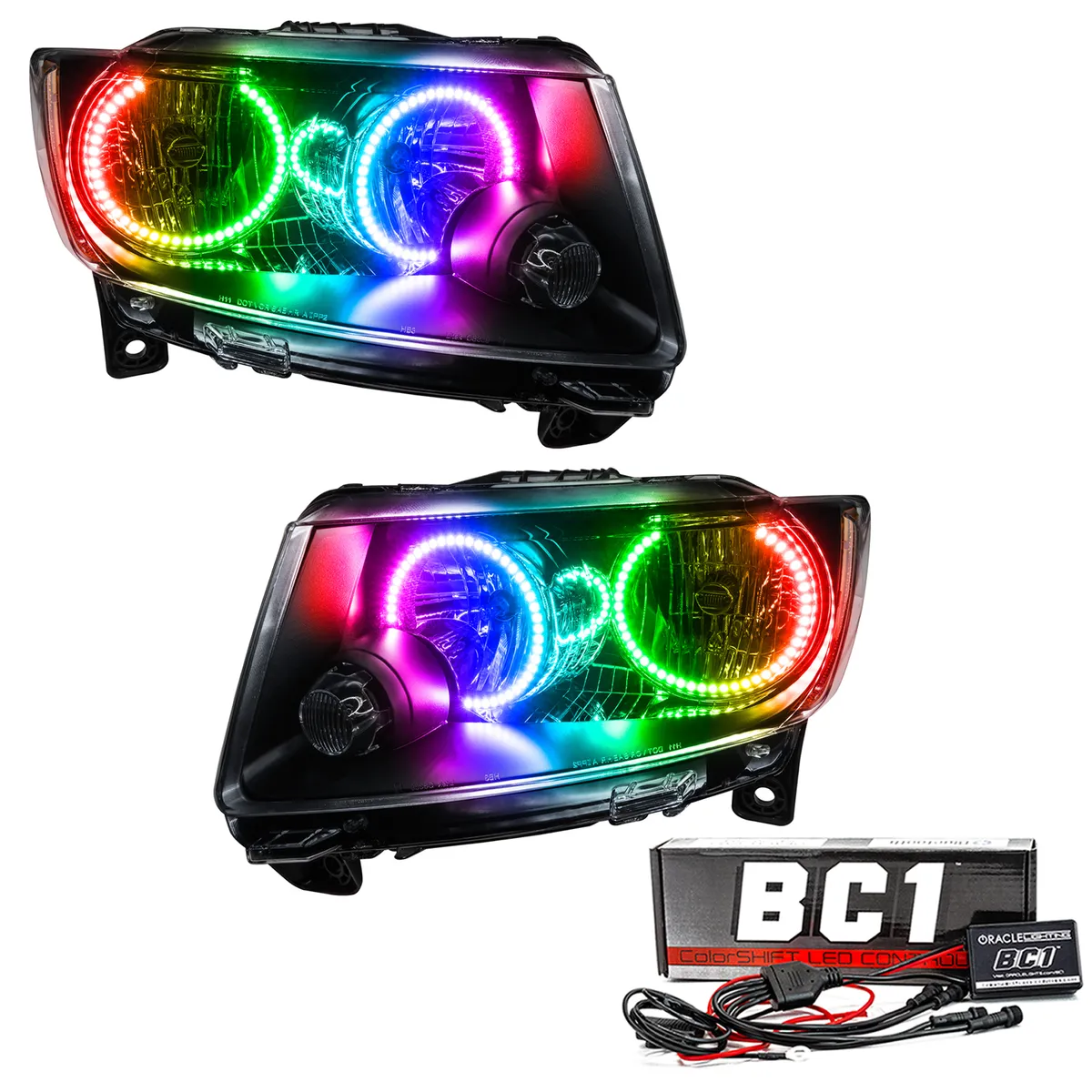 ORACLE Lighting 2011-2013 Jeep Grand Cherokee Non-HID Pre-Assembled LED Halo Headlights - Chrome Housing product image