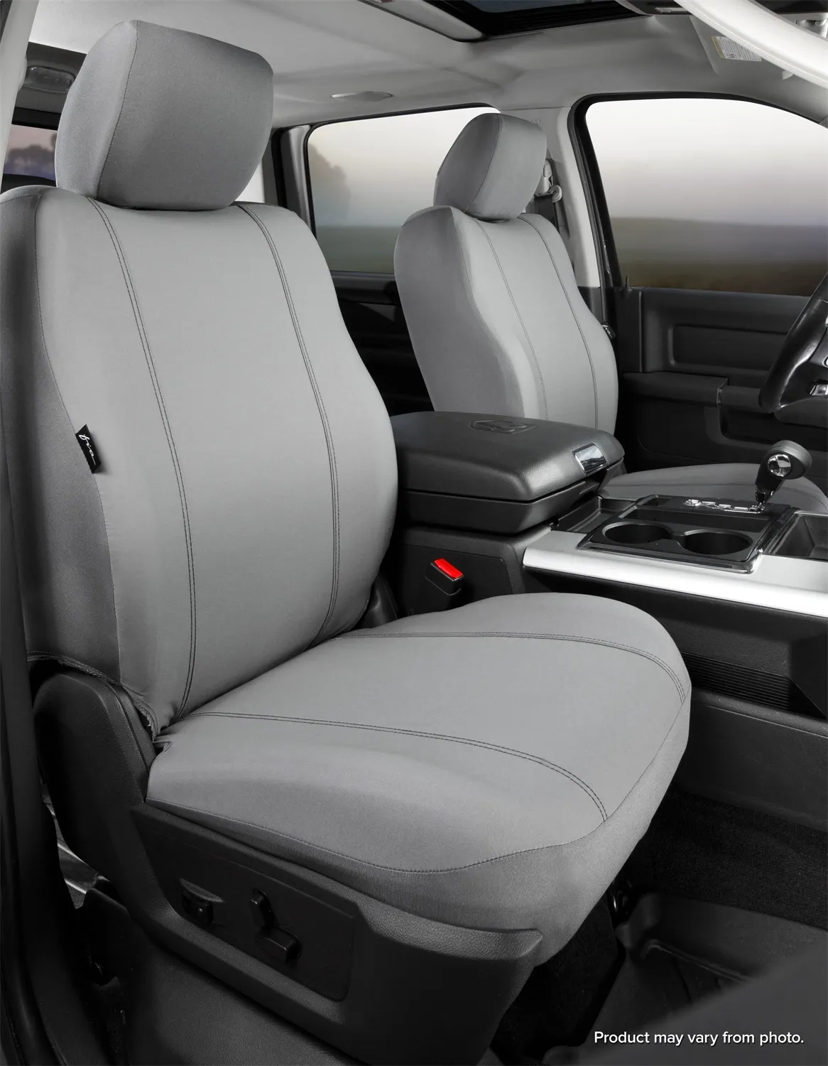 Seat Protector™ Custom Seat Cover; Poly-Cotton; Gray; Bucket Seats; High Back w/Armrests; Side AirBags; product image