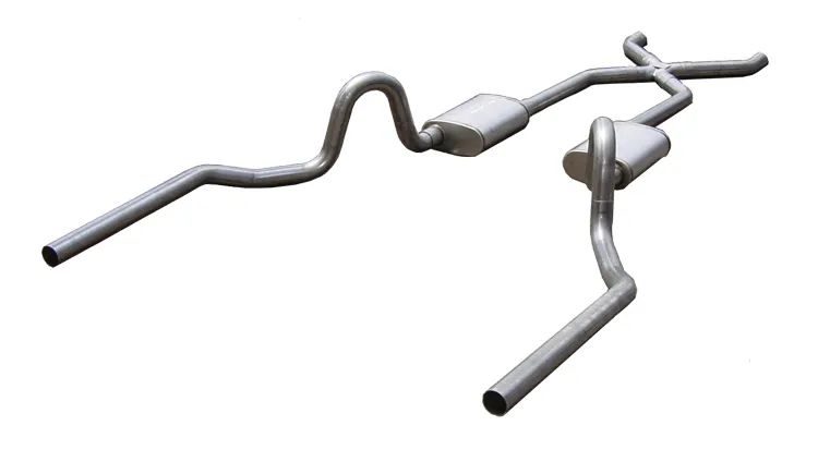 Crossmember Back w/X-Pipe Exhaust System 64-74 GM A Body Split Rear Dual Exit 3 in Intermediate And Tail Pipe Street Pro Mufflers/Hardware Incl Tip Not Incl Pypes Exhaust product image