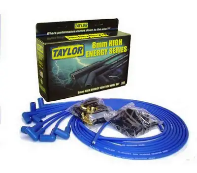 Taylor Cable Taylor Cable Universal 8mm High Energy Spark Plug Wire Set - 8 Cylinders - 90° Spark Plug Boot Angle - Blue - 60651