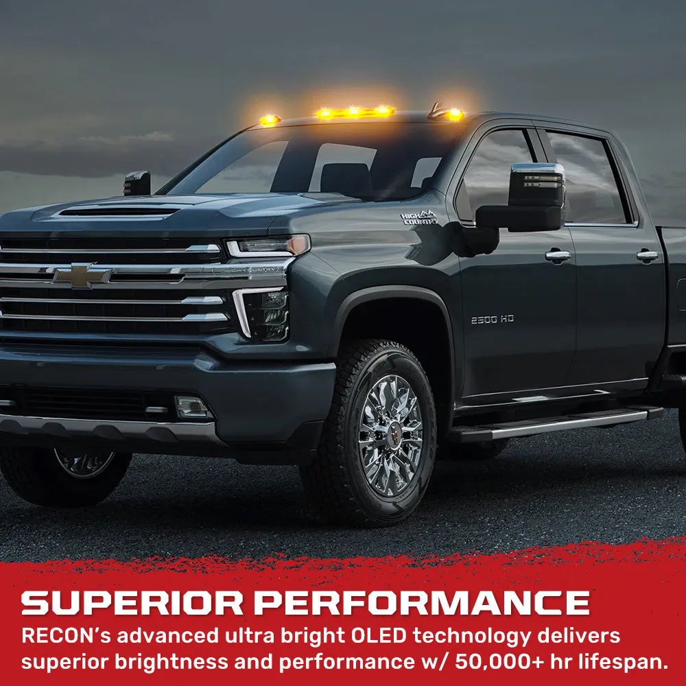 Gmc Chevy 20-23 4th Gen Body Style Heavy-Duty 3-Piece Set Amber Cab Roof Light Lens With 2-Way Forward Rear Facing Amber Ultra High-Power Leds - Includes Complete Wiring Kit For Installation on Truck That Did Not Come With OEM Installed Cab Roof product image