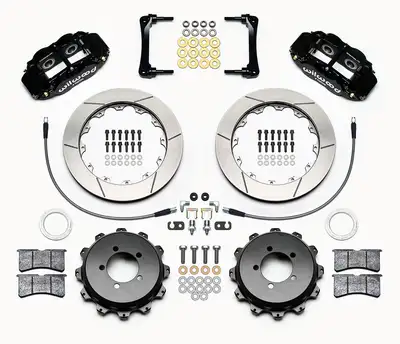 Wilwood Brakes 2008 - 2014 Subaru Forged Narrow Superlite 4R Big Brake Rear Brake Kit For OE Parking Brake - 140-12877 - GT Slotted / Red