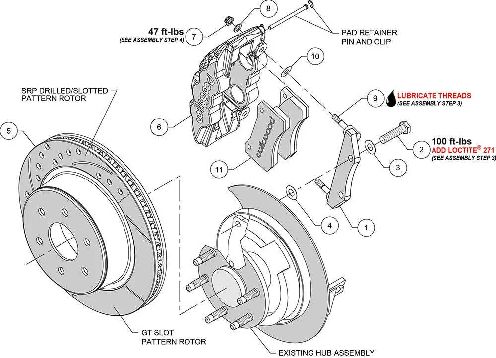 Wilwood AERO4 RearTruck Kit 14.25in Drilled 1999-2010 GM 1500-SUV 1 Piston OE Caliper product image