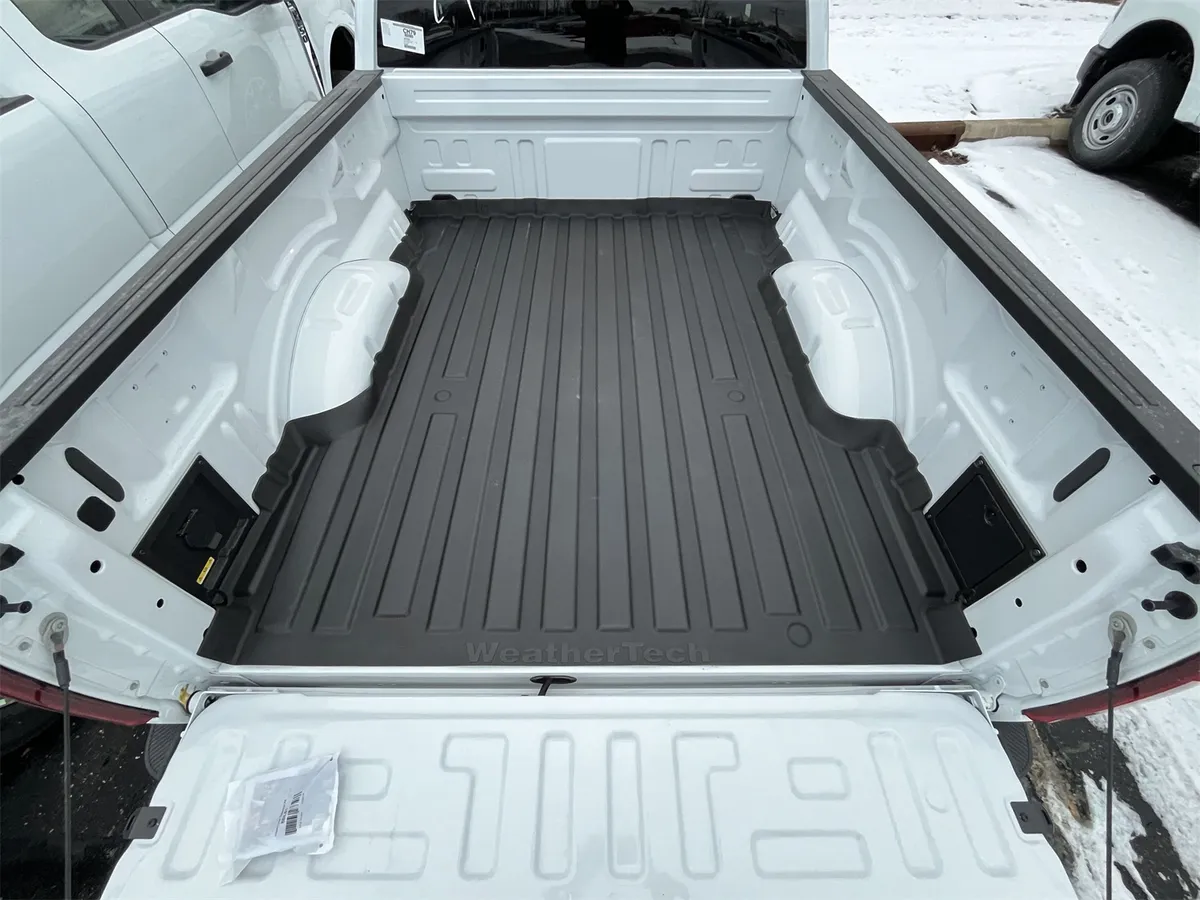 Weathertech 2024 - 2025 Ford F-150 ImpactLiner Black 6.5 Truck Bed Designated trim in 2 Front Wall locations required for mandatory retention use Tailgate coverage not included. product image