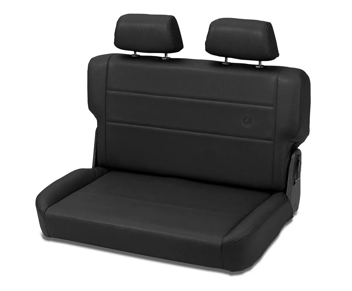 Jeep Rear Bench Seat Trailmax II Fold-N-Tumble Seat For Jeep 1955-1983 CJ5 All Vinyl Black Denim Bestop product image