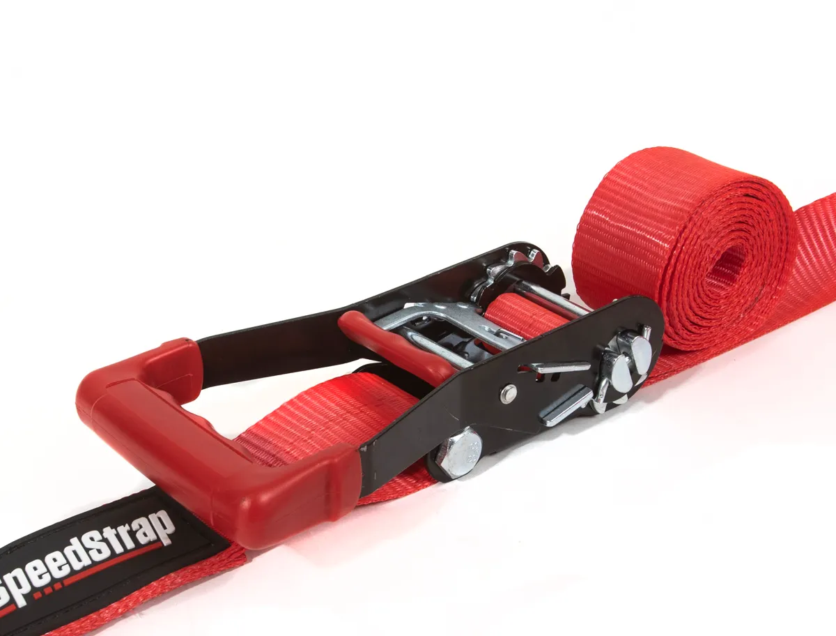 2 Inch x 10' Ratchet Tie Down w/ Twisted Snap Hooks and Axle Strap Combo Red SpeedStrap product image
