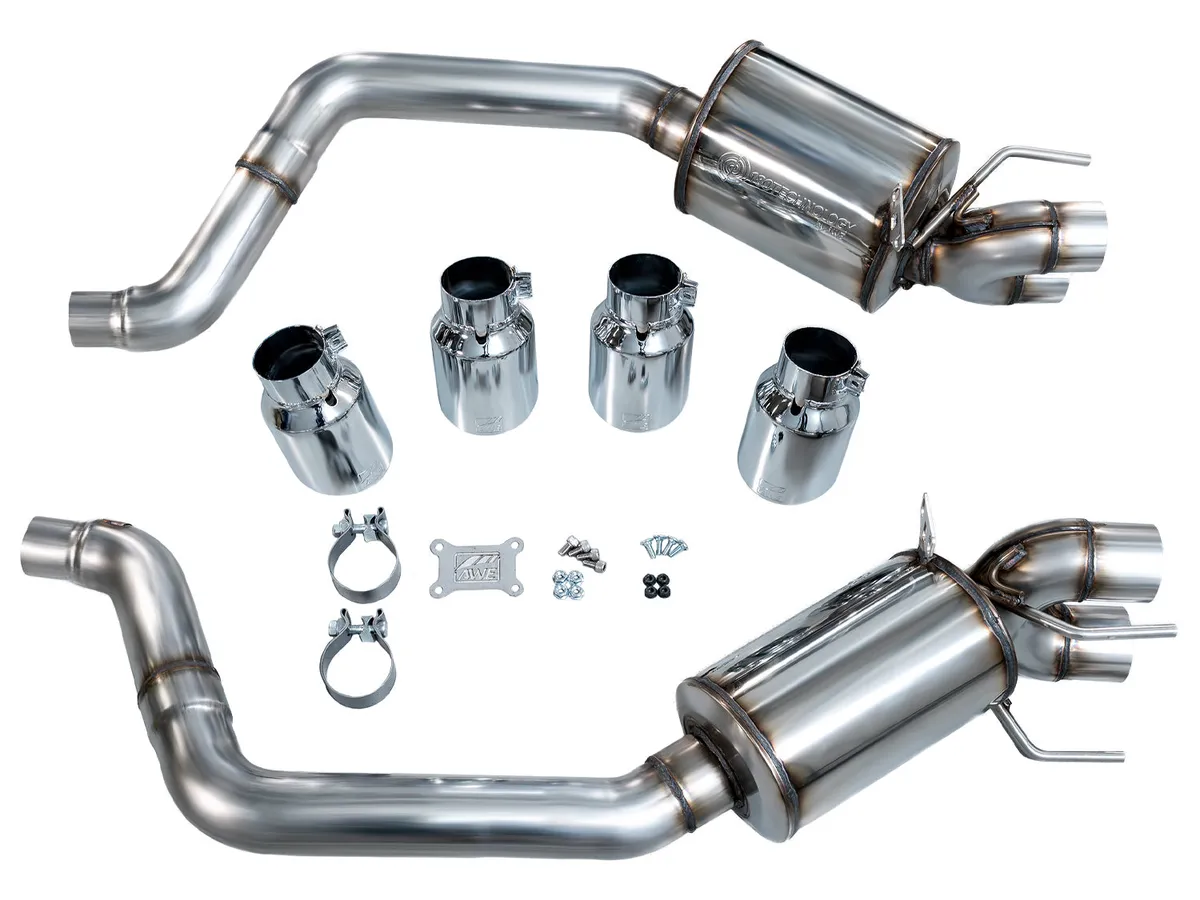 AWE Touring Edition Axleback Exhaust for C6 Chevrolet Corvette 6.2L (2009-2013) - Chrome Silver Tips 3015-42662 product image