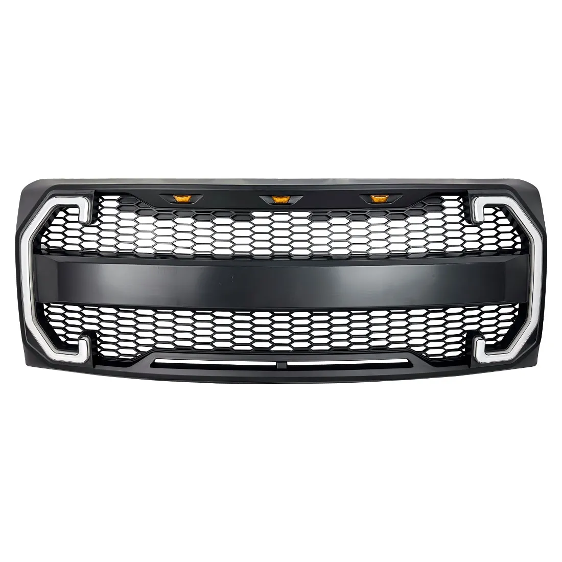 Raptor Style Mesh Grille W/ DRL & Turn Signal Lights - Matte Black For 2009-2014 Ford F150 product image