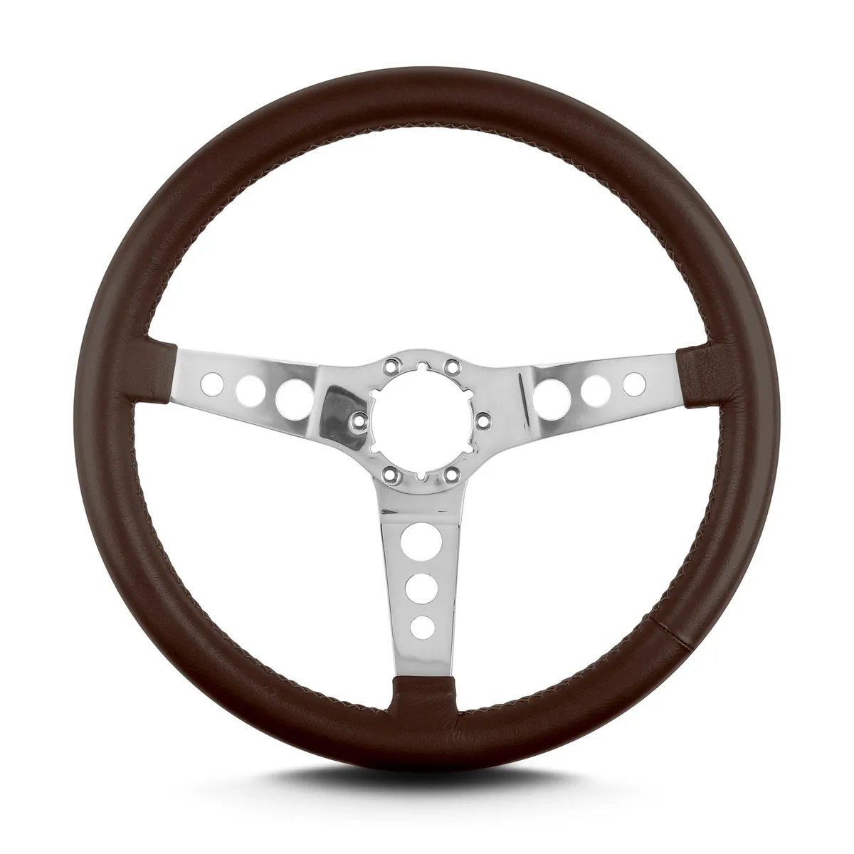 Lokar Lecarra Hot Rod Steering Wheel; Brown; Polished Spokes; 14 in. Standard Grip;