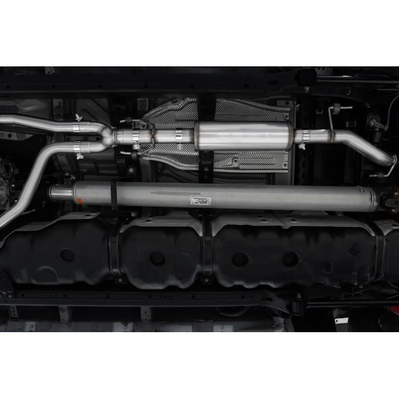 Armor Pro Cat Back Exhaust System; 3 in. Tubing; Single Side; T304 Stainless Steel; 4 in. Dual Wall Angle Cut Tip; product image