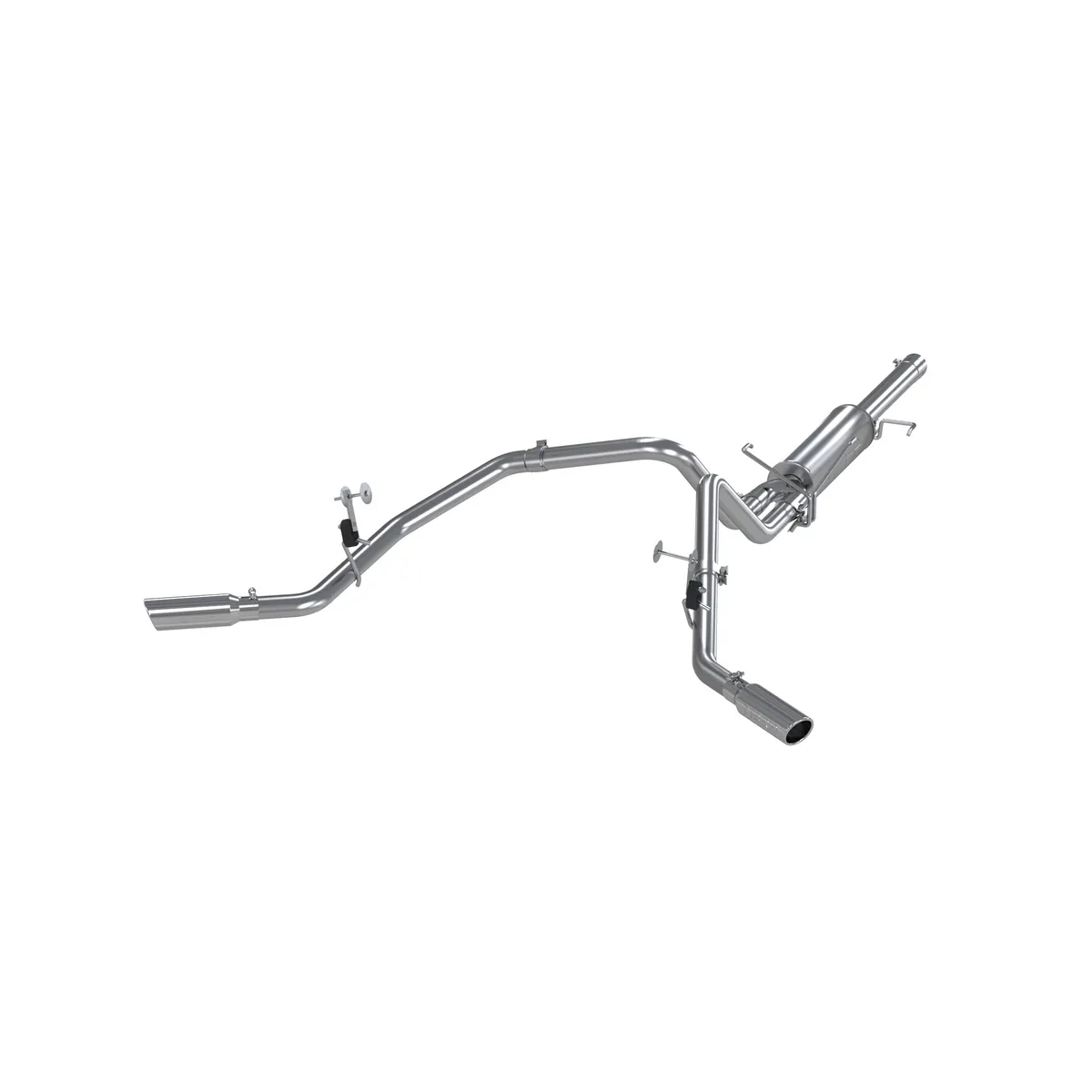 Armor Lite Cat Back Exhaust System; 3 in.; Incl. Ext. Pipe/Muffler/Over Axle Pipes/Tailpipes/Hardware/3.5 in. OD Tips; Dual Split Side Exit; Aluminized; product image