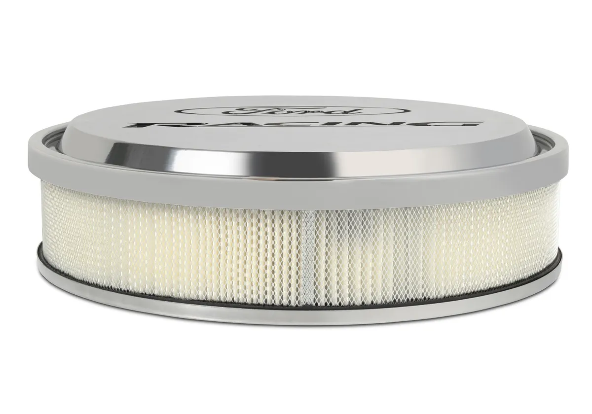 Slant-Edge Alunimum Air Cleaner Kit Polished Recessed Painted Emblems 13 Inch Ford Racing product image