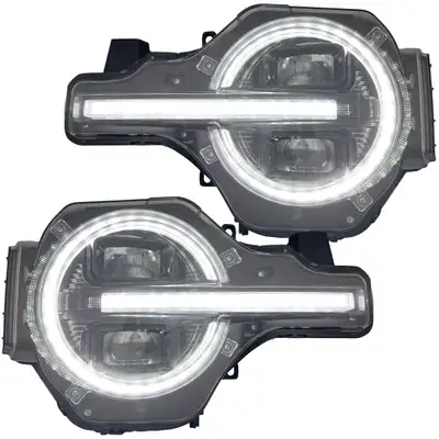 Recon Accessories Recon Ford Bronco 21-24 LED Projector Headlights w Ultra High Power LED hi Low Beam White LED Scanning Turn Signals With Start-Up Lighting Sequence White LED Daytime Running Lights - Smoked / Black With White LED Turn Signals 264479bkwh