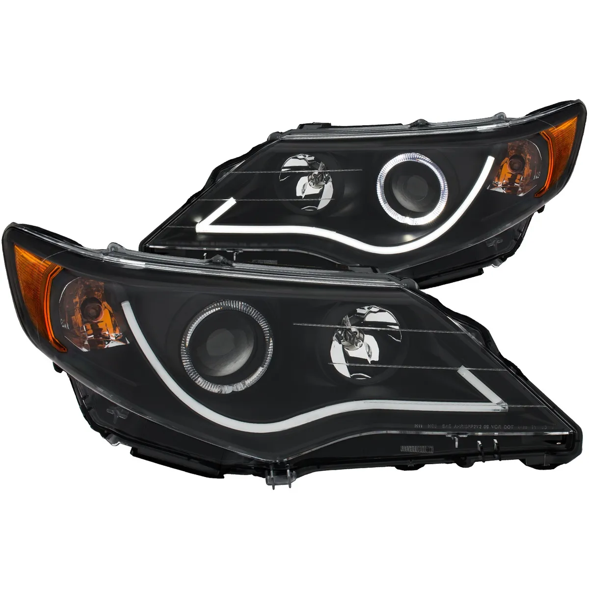 Projector Headlight Set w/Halo; Clear Lens; Black Housing; Pair; product image