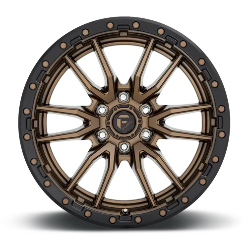 Aluminum Wheels 17X9 Rebel D681 6 On 139.7 Matte Bronze Black Bead Ring 106.1 Bore 1 Offset Fuel Off Road Wheels product image