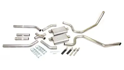 Pypes Performance exhaust Cat Back Exhaust System 65-70 B-Body Split Side Dual Exit 2.5 in Intermediate And Tail Pipe Street Pro Muffler/Hardware Incl Tip Not Incl Natural Finish 409 Stainless Steel Pypes Exhaust