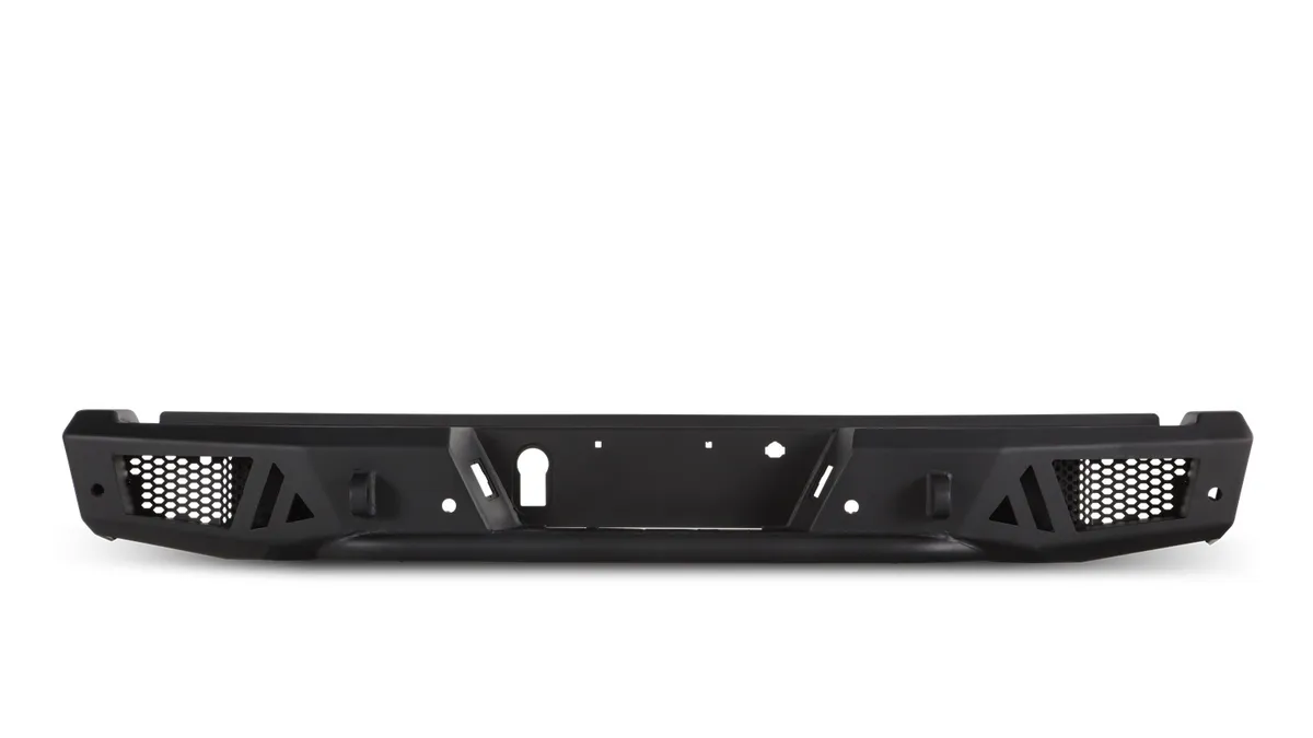 Ambush Series Rear Bumper; 3/16 And 1/4 in. Roll Steel; Non Winch; 30 in. Dual Row/2 Cube Style LED Light Mount; Black; Steel; product image