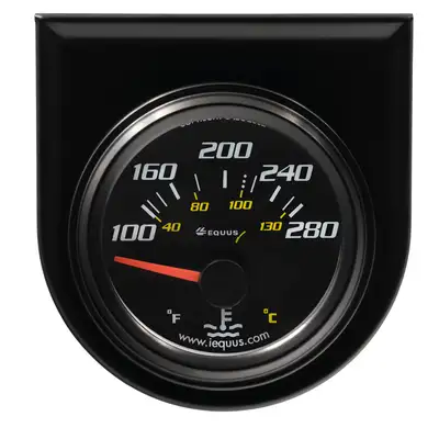 Equus 2.0 Dia Water Temp Gauge Black 100-280