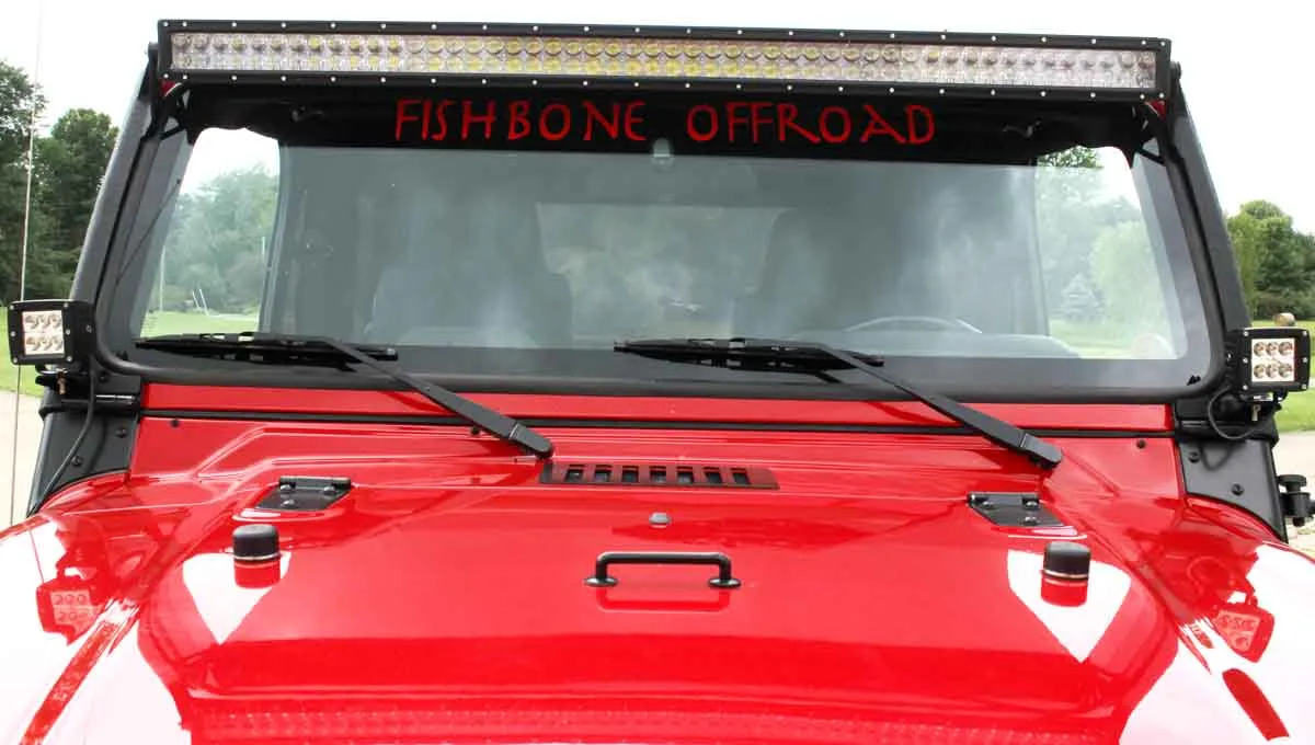Black textured powder coat, 11-Gauge steel, Designed to mount a 52in. overall width light bar. product image