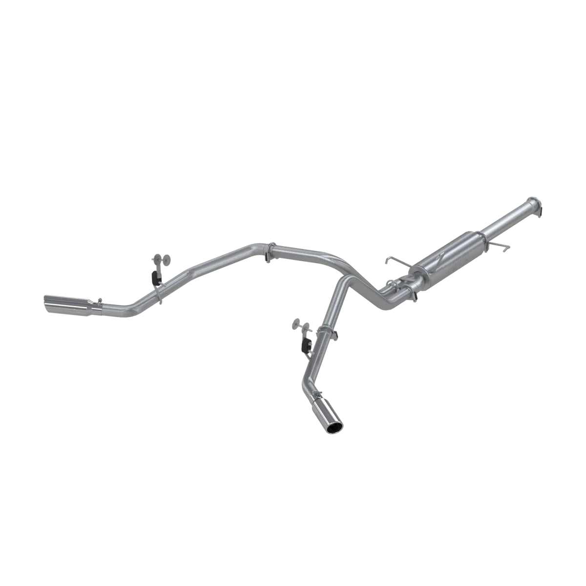 Armor Lite Cat Back Exhaust System; 3 in.; Incl. Ext. Pipe/Muffler/Over Axle Pipes/Tailpipes/Hardware/3.5 in. OD Tips; Dual Split Side Exit; Aluminized; product image