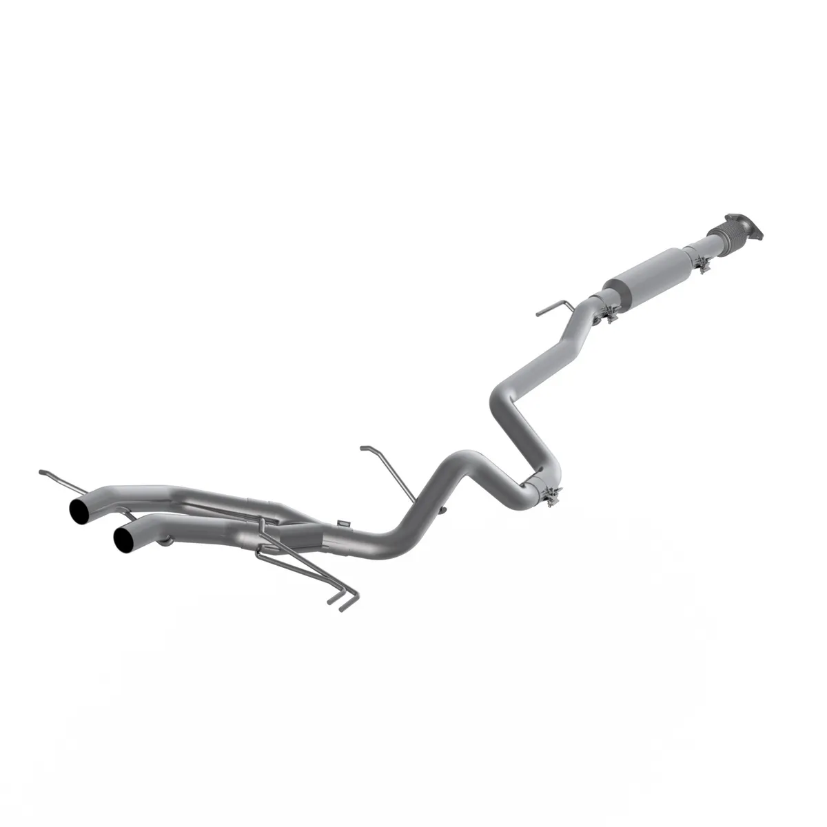 Armor Pro Cat Back Exhaust System; 2.5 in.; Incl. Front Pipe/Tailpipes/Muffler/Hardware; w/o Underbody Catalytic Converter; Dual Exit; 304 Stainless Steel; product image
