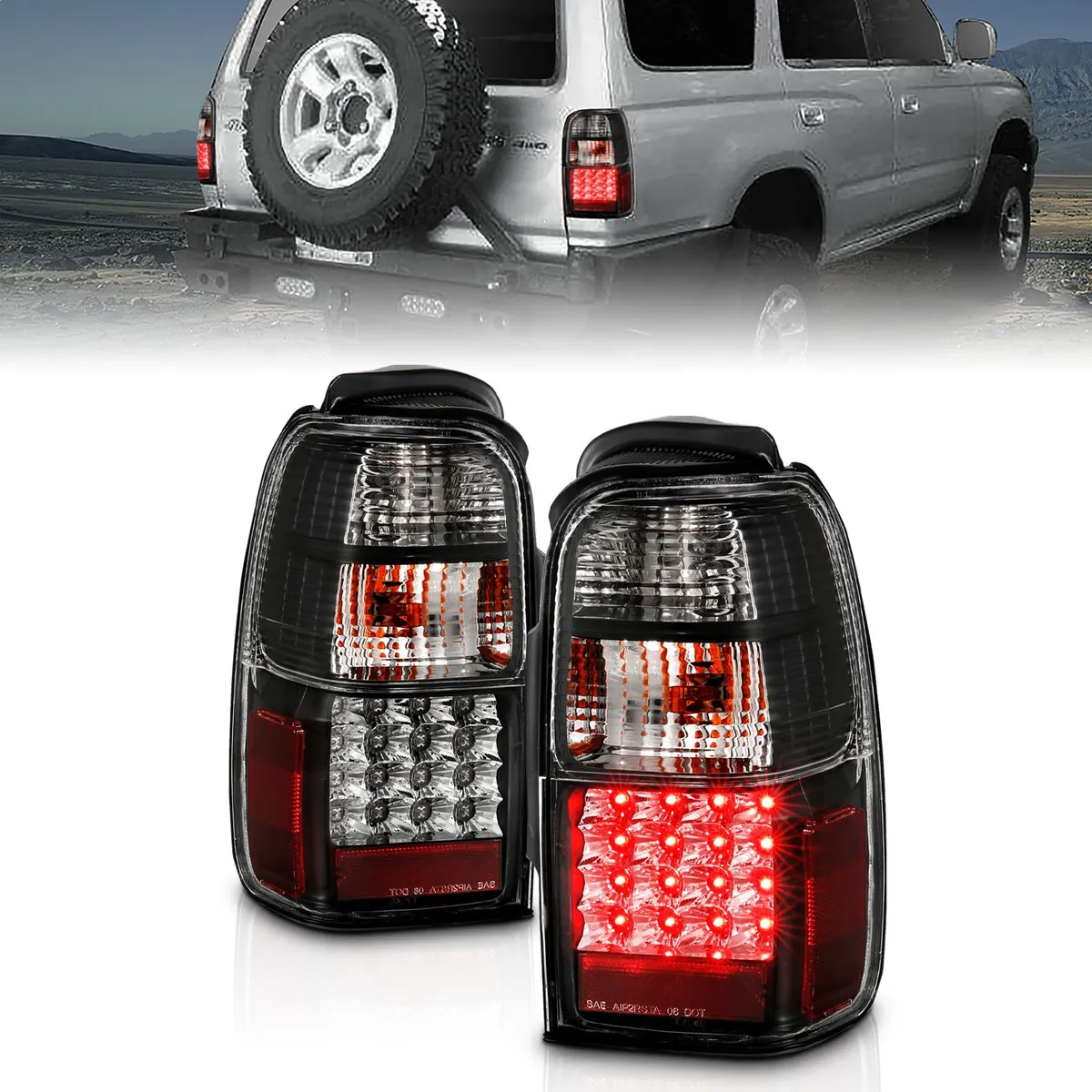 LED Tail Light Assembly; LED; Clear Lens; Black Housing; Pair; product image