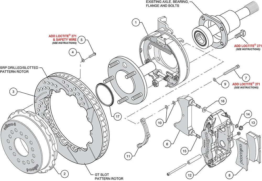1964 - 1974 Buick, Chevrolet, Oldsmobile, Pontiac Forged Narrow Superlite 4R Big Brake Rear Parking Brake Kit - 140-12964 product image