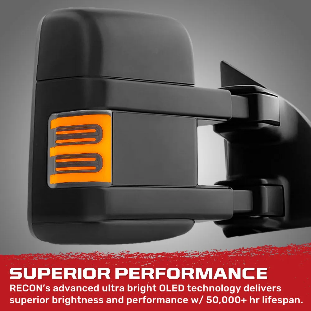 Ford 08-16 F250f350 Superduty Side Mirror Lenses 2-Piece Set w Ultra High-Power Amber Oled Running Lights Ultra High-Power Amber Scanning Oled Turn Signals - Smoked Lens product image