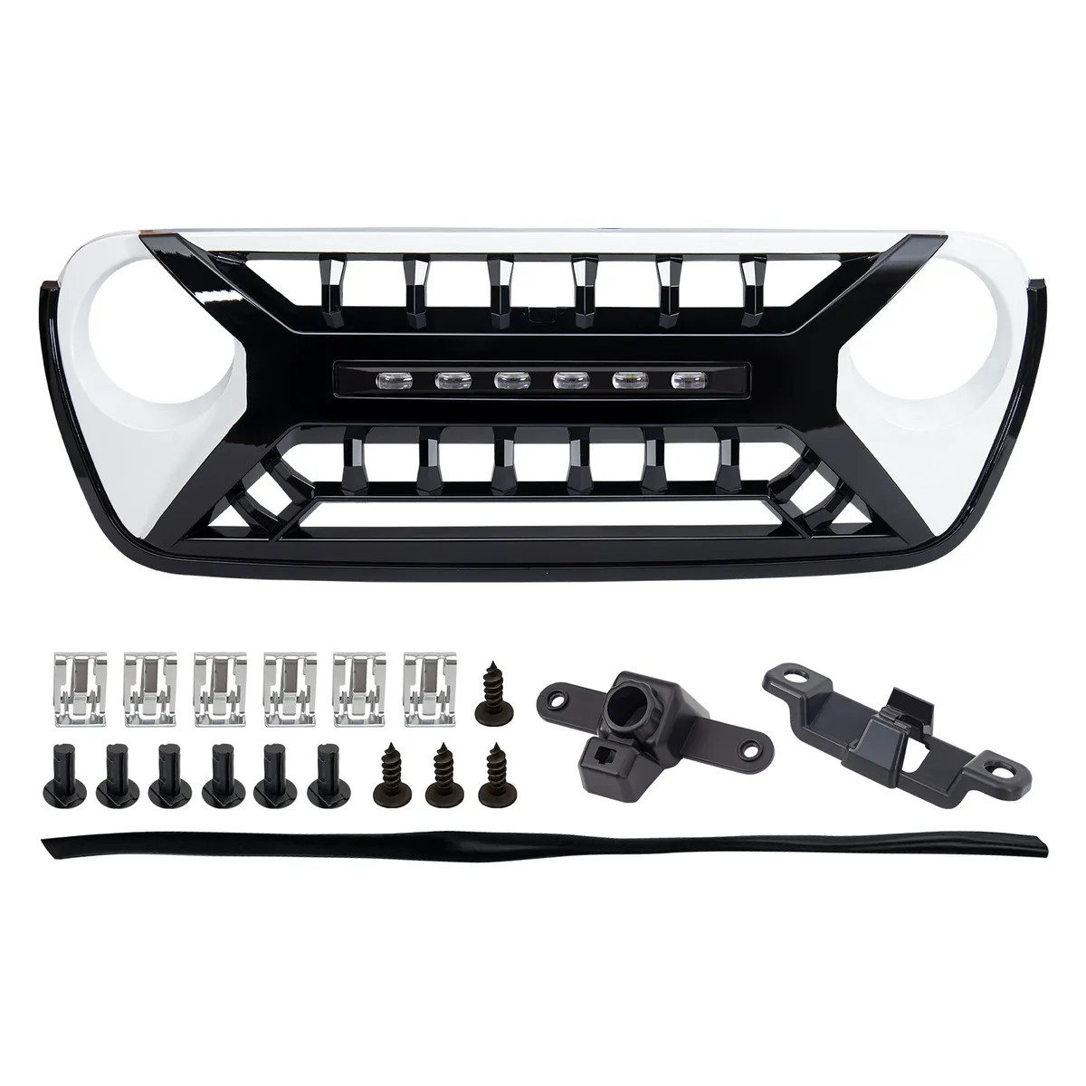 Armor Grille W/ Off-Road Lights - White & Black For 18+ Jeep Wrangler JL & Gladiator JT product image