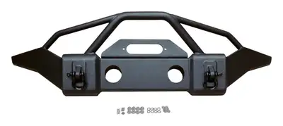 Crown Automotive Jeep Replacement RTOff-RoadJeepHDBumperBlackHeavyDutyFrontBumper316inColdRolledSteedConstructionGlossBlackPowderCoatFinishBoltOnInstallationShackleMountswD-RingsIncluded4inLightOpeningallowsforuseofFactoryorAftermarketLightsInte