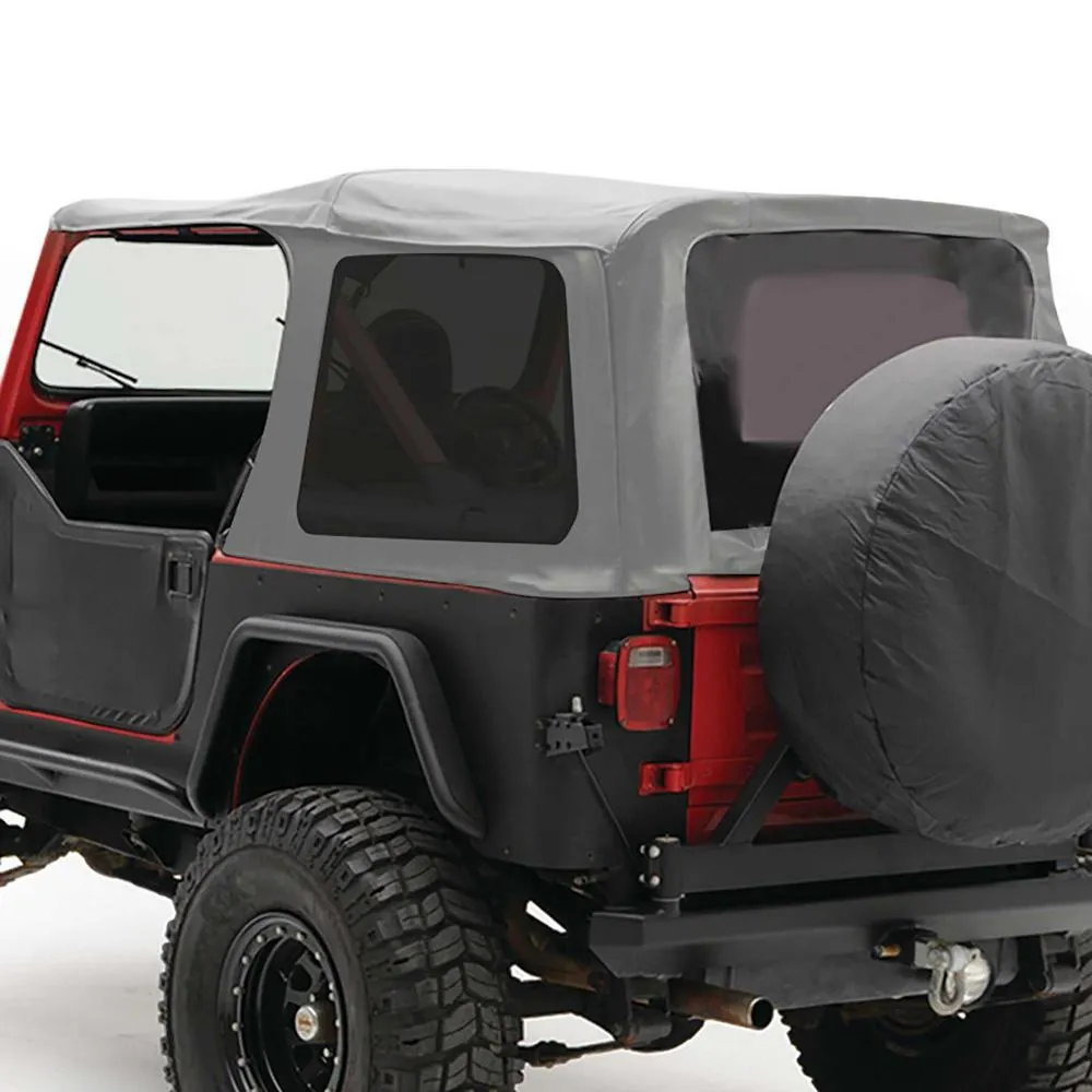 Smittybilt 8895 Wrangler YJ OEM Replacement Soft Top W/Tinted Windows & Upper Doorskins; Charcoal Gray