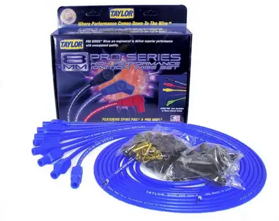 Taylor Cable Taylor Cable Universal 8mm Spiro-Pro Spark Plug Wire Set - 8 Cylinders - 180° Spark Plug Boot Angle - Blue - 73655