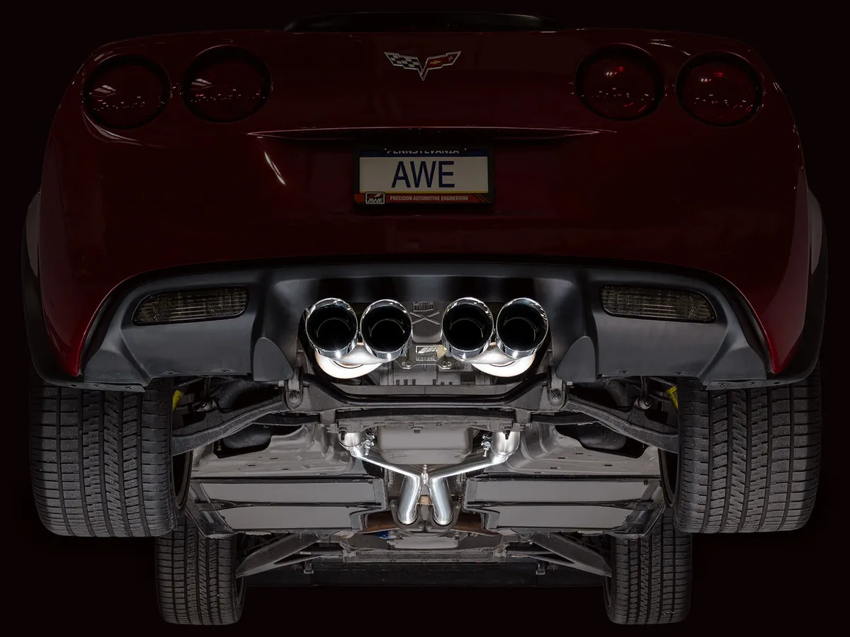 AWE Touring Edition Axleback Exhaust for C6 Chevrolet Corvette 6.2L (2009-2013) - Chrome Silver Tips 3015-42662 product image