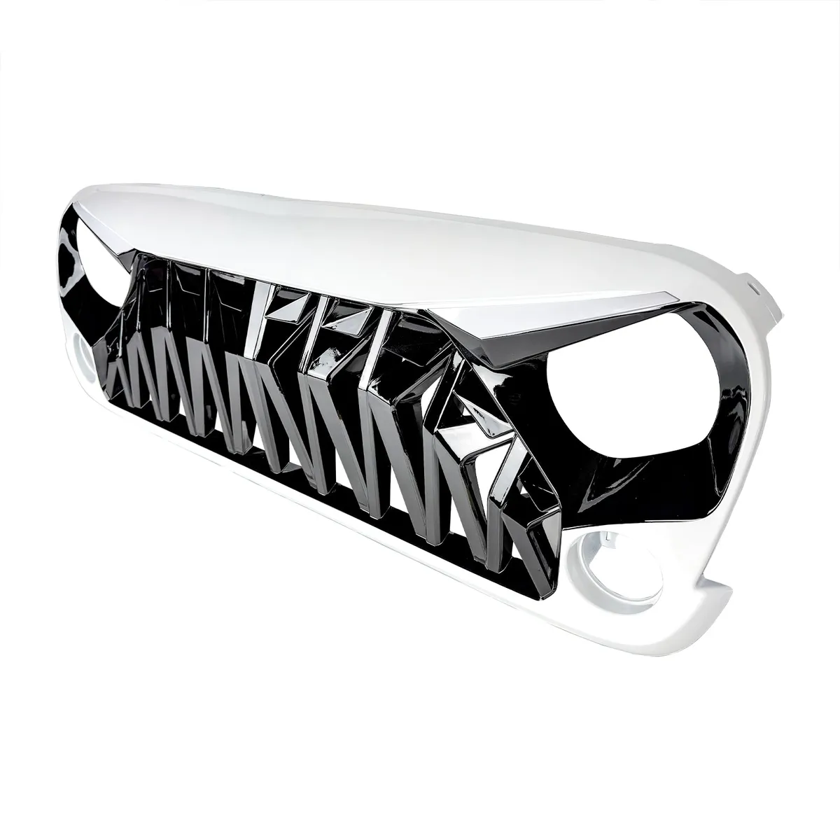 Shark Grille W/ LED Eyebrow DRL and Turn Signals - White & Black For 07-18 Jeep Wrangler JK product image