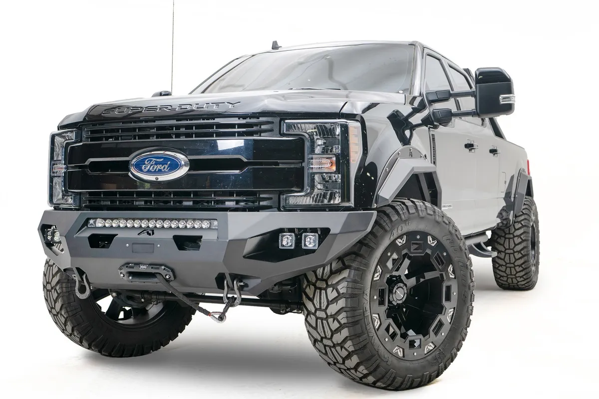 05-07 F250 F350 Fab Fours Black Steel Front Bumper w Pre-Runner Guard product image