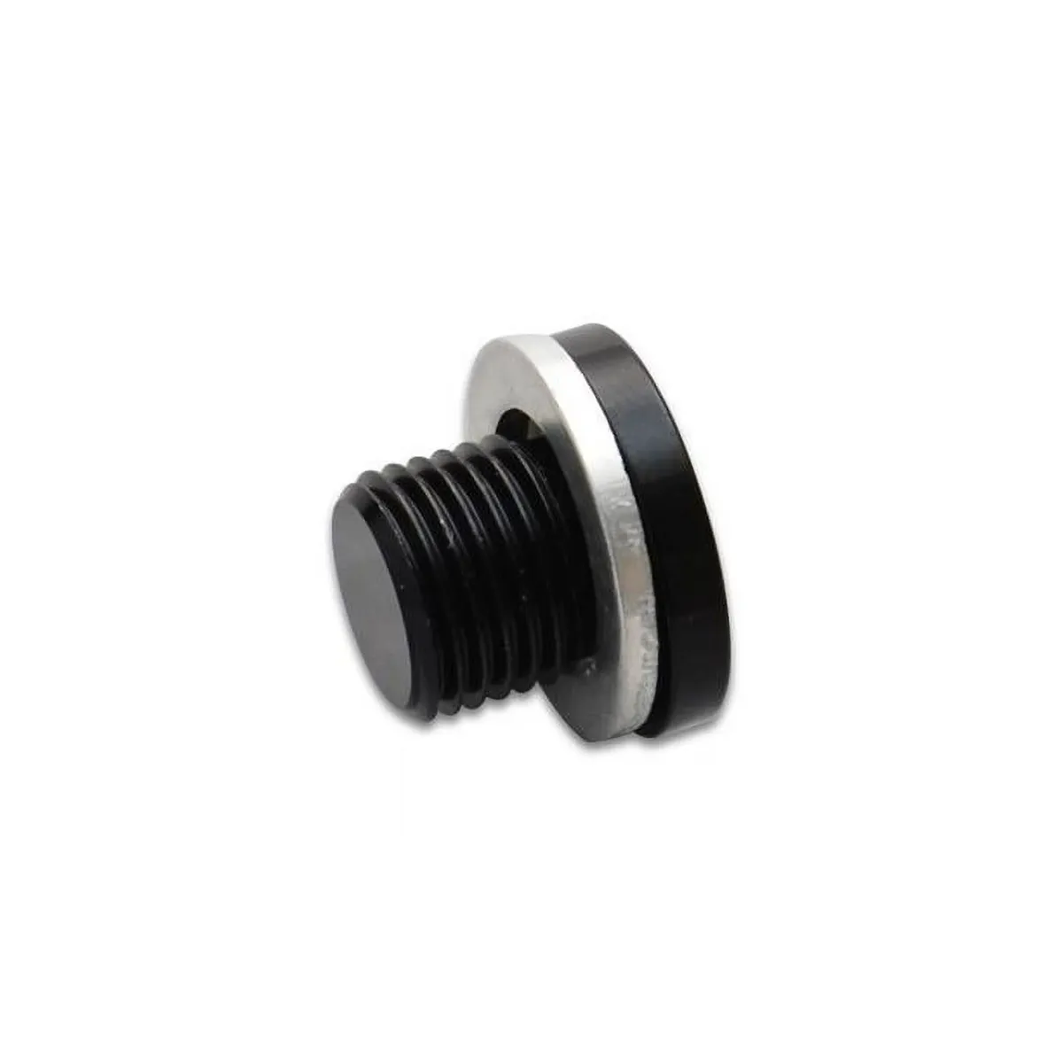 Vibrant Performance Metric Port Plug; M12 x 1.5 Metric Size; 6061 Aluminum; Black Anodized; Incl. Crush Washer;