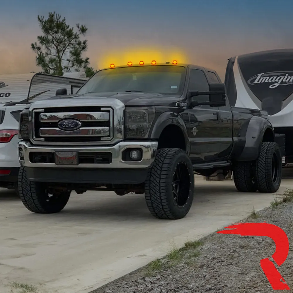 Ford Super Duty 99-16 5 Piece Cab Lights Amber Xenon Bulbs with Amber Lens - (Attn: This cab light kit replaces OEM factory installed Ford 99-16 cab roof light lenses) product image