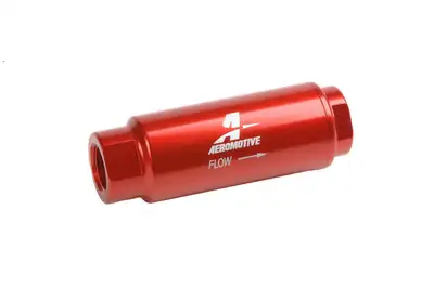 Aeromotive Fuel System 100 Micron Red Fuel Filter with 3/8 NPT Ports & Stainless Mesh Element
