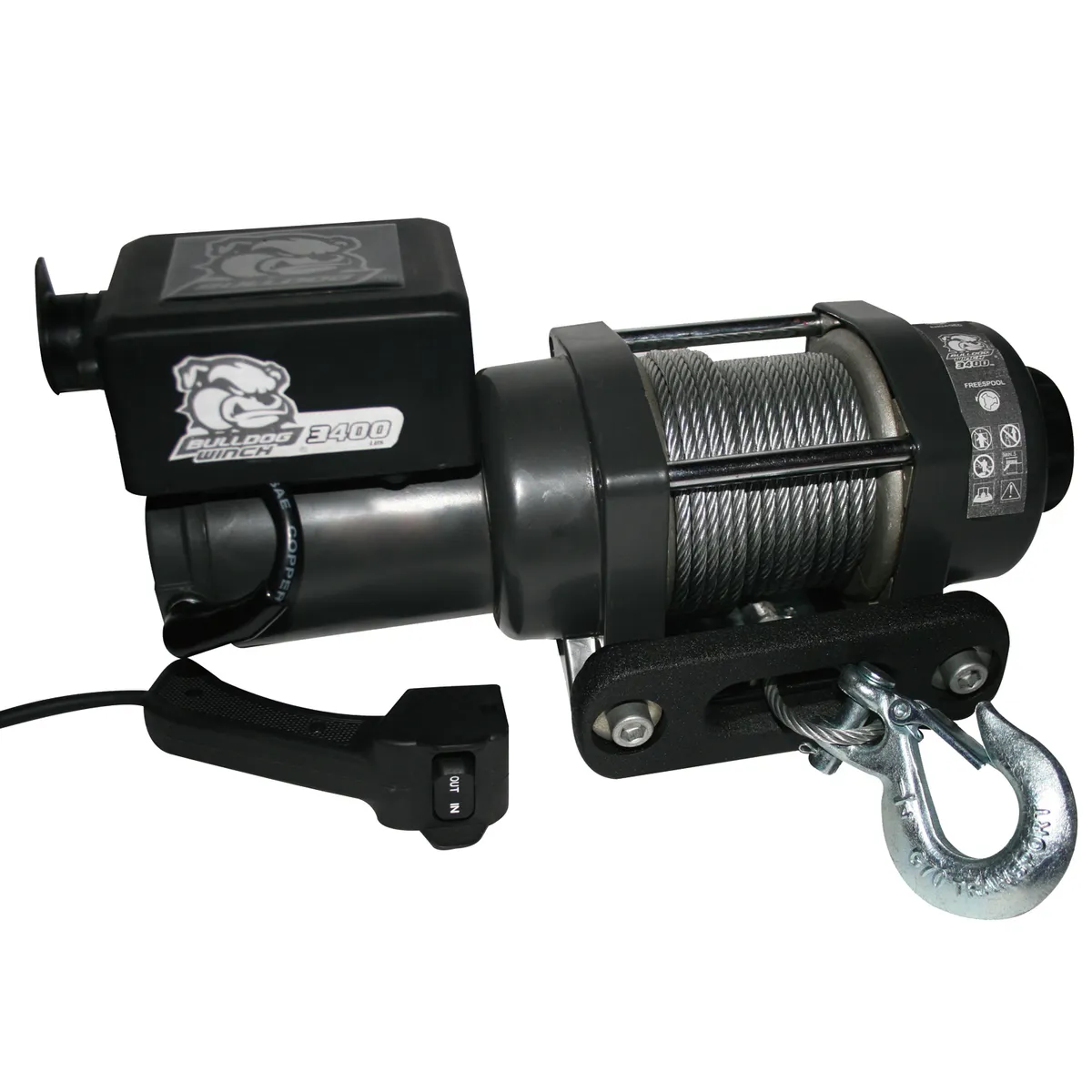3,400 LB Trailer/Utility Winch 45 Ft Wire Rope Hawse Fairlead Mount Plate Bulldog Winch product image
