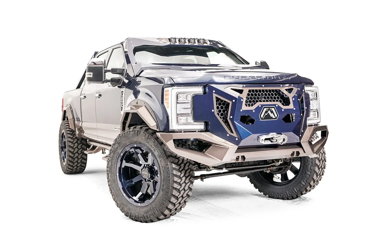 Grumper Grill/Front Bumper; 2 Stage Black Powder Coated; Combines Both Grille And Bumper; product image