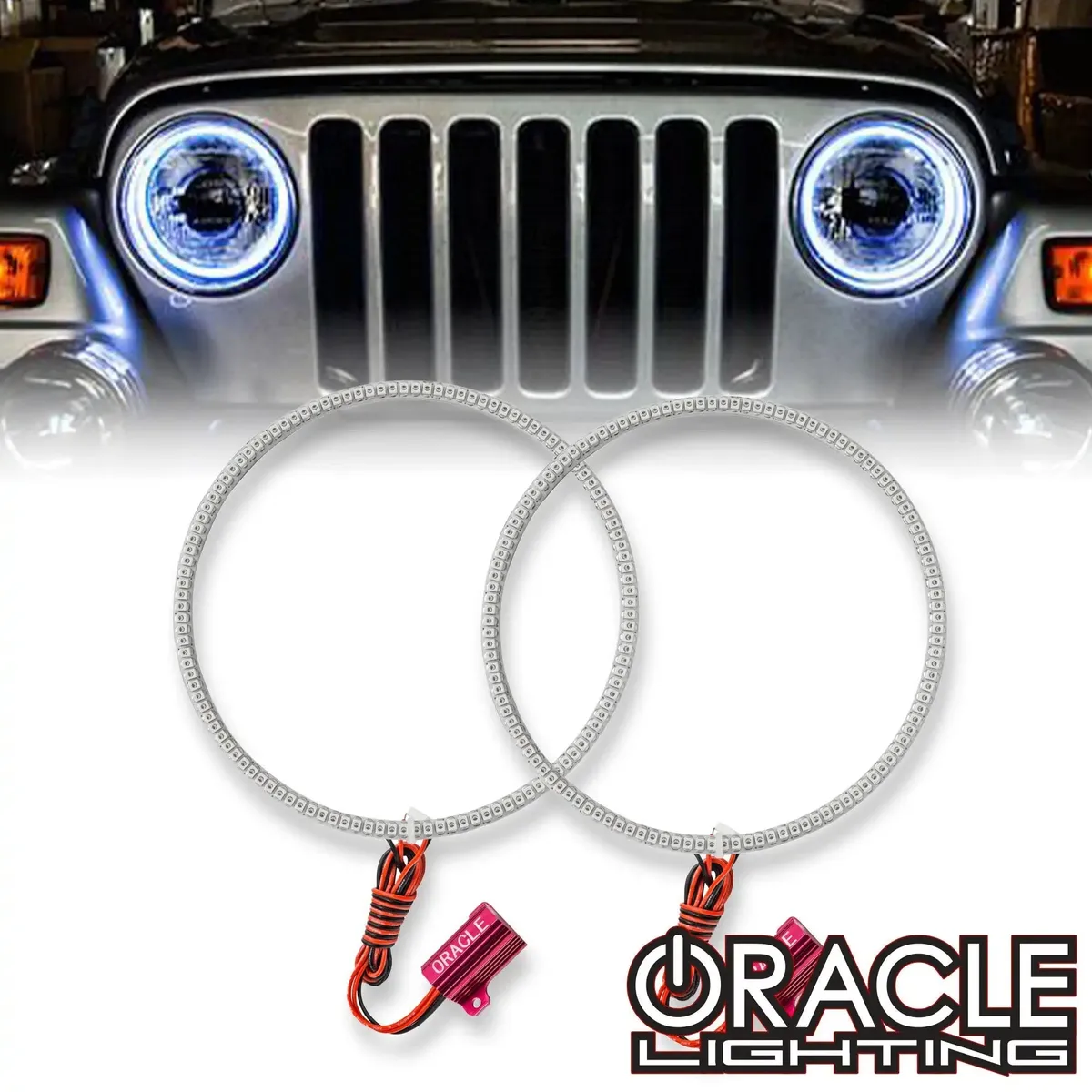 Oracle Lighting 1997-2006 Jeep Wrangler TJ ORACLE LED Headlight Halo Kit- Waterproof Surface Mount
